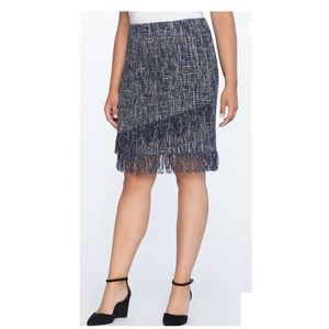 ELOQUII Classic Tweed Fringed Skirt